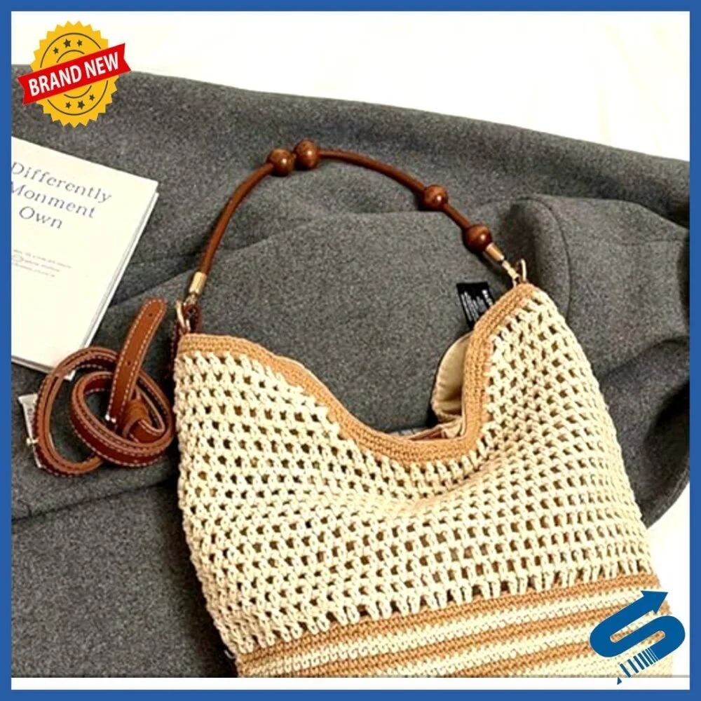 Straw Hobo Bag Vintage Boho Shoulder Tote Crossbody Purse Travel Beach